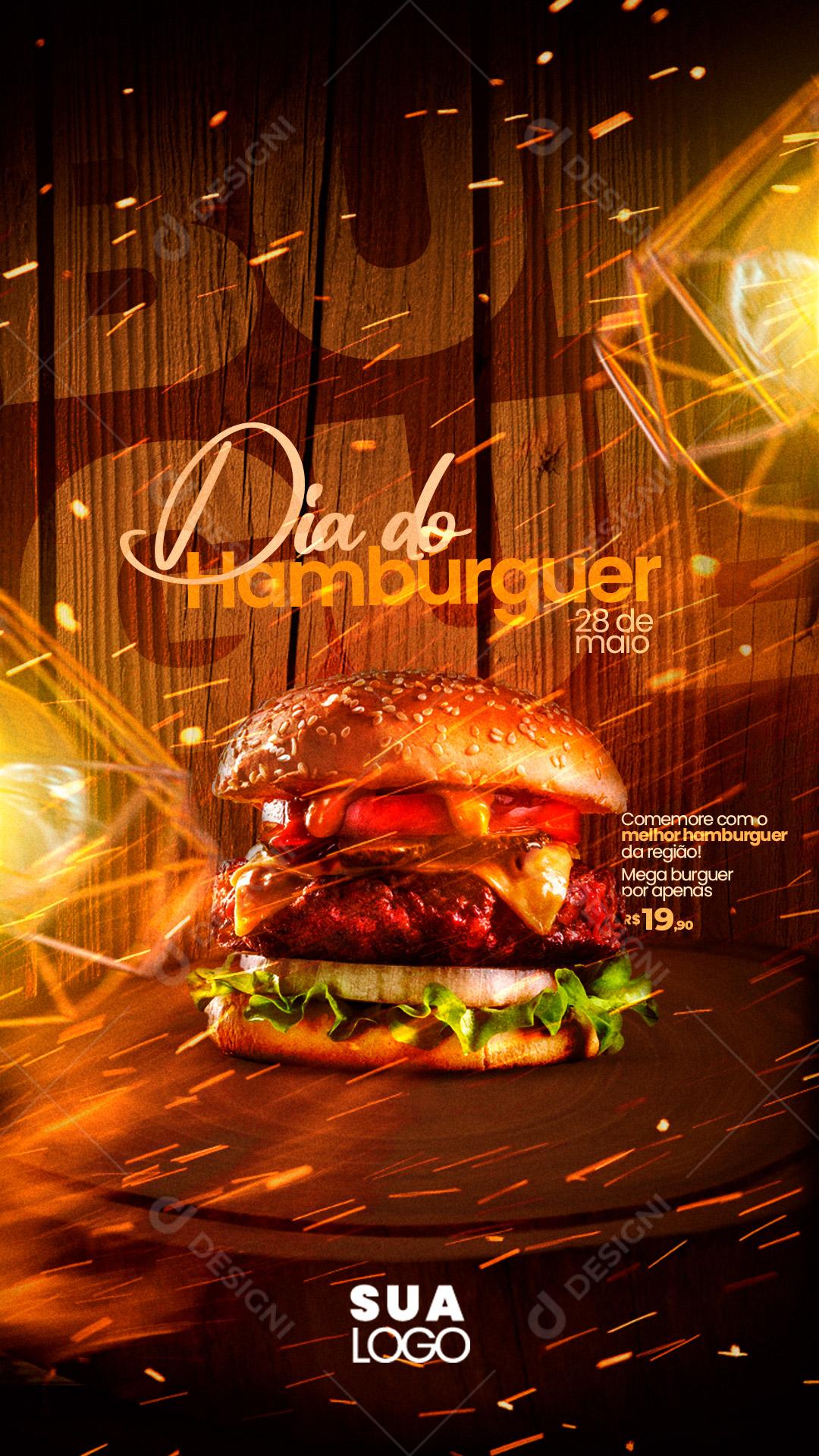 Social Media Story Hamburgueria Dia Mundial do Hambúrguer 28 de Maio  PSD Editável