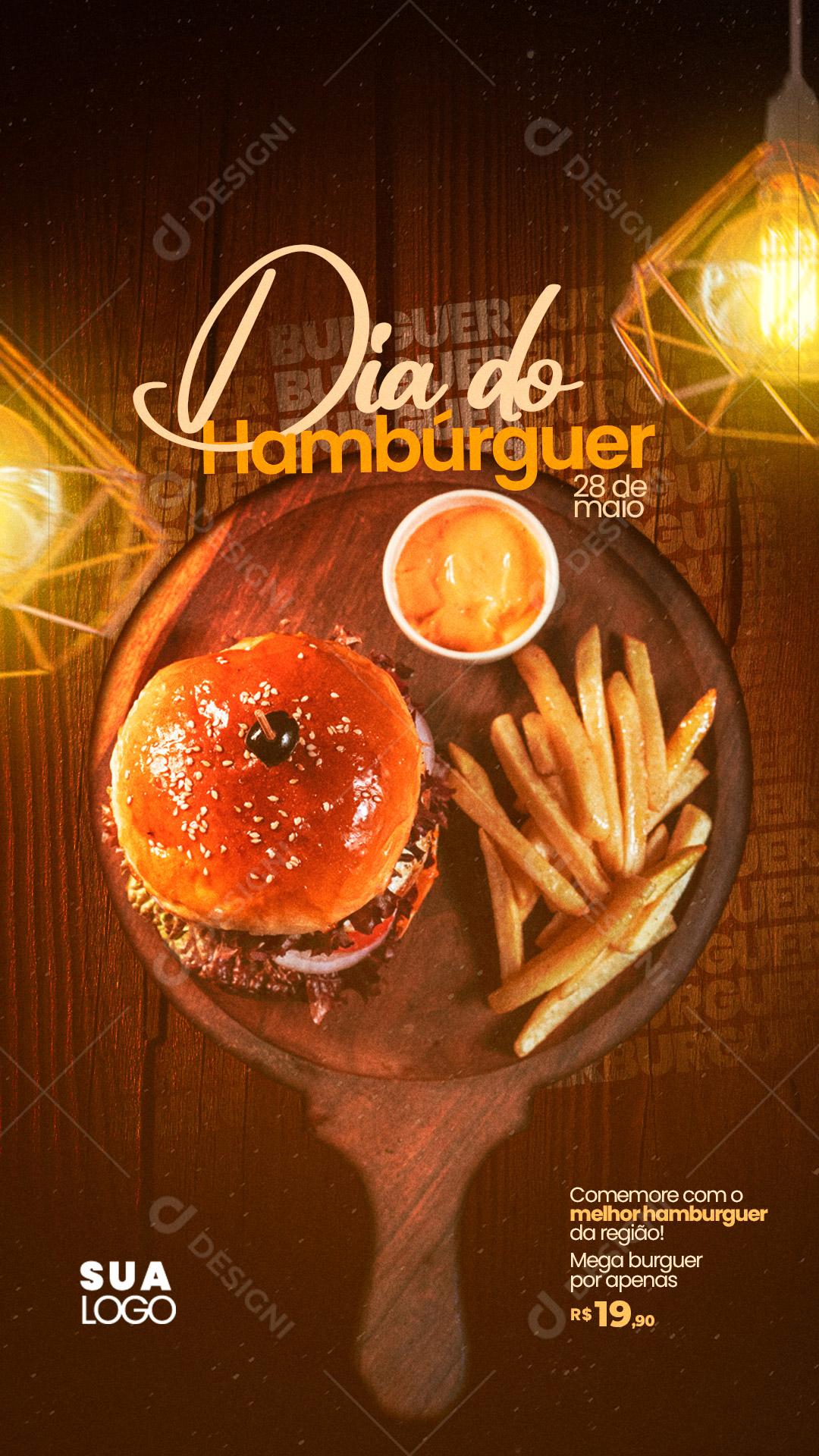 Story Hamburgueria Dia Mundial do Hambúrguer 28 de Maio Social Media PSD Editável