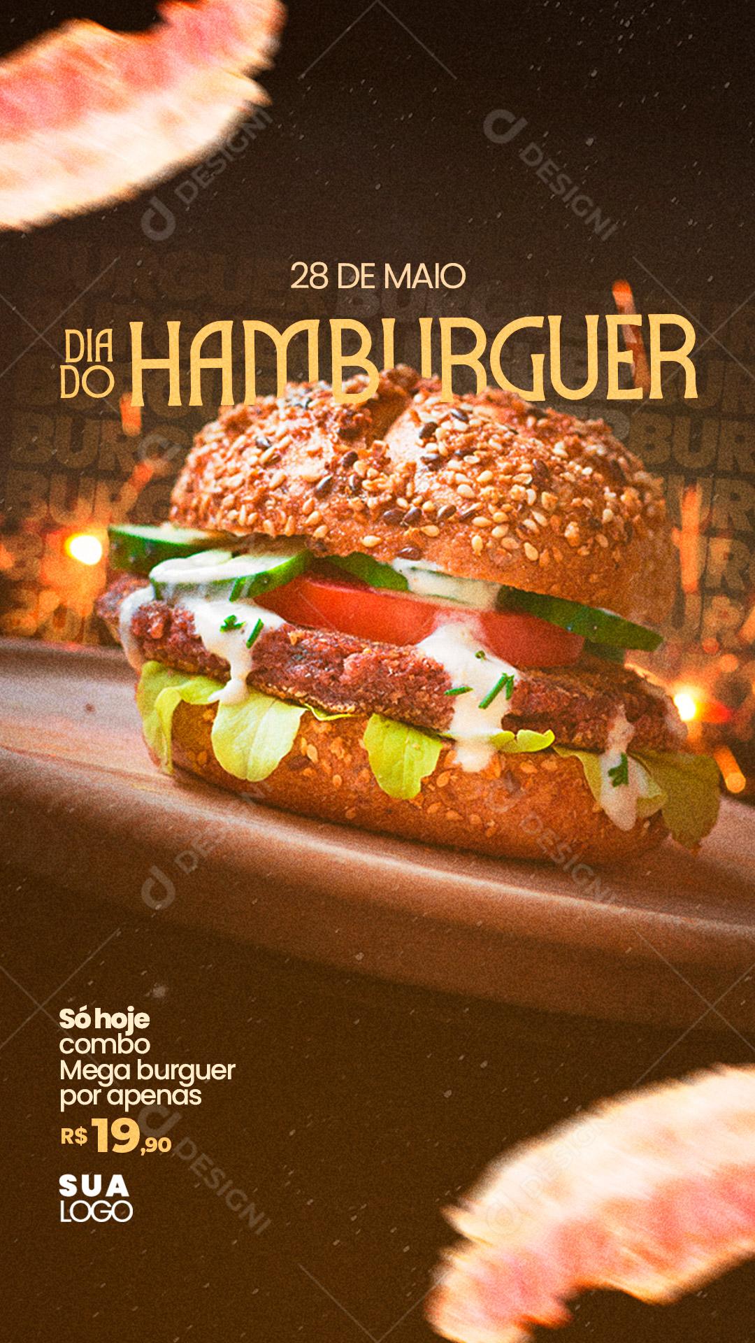Story Hamburgueria Dia Mundial do Hambúrguer 28 de Maio Social Media PSD Editável