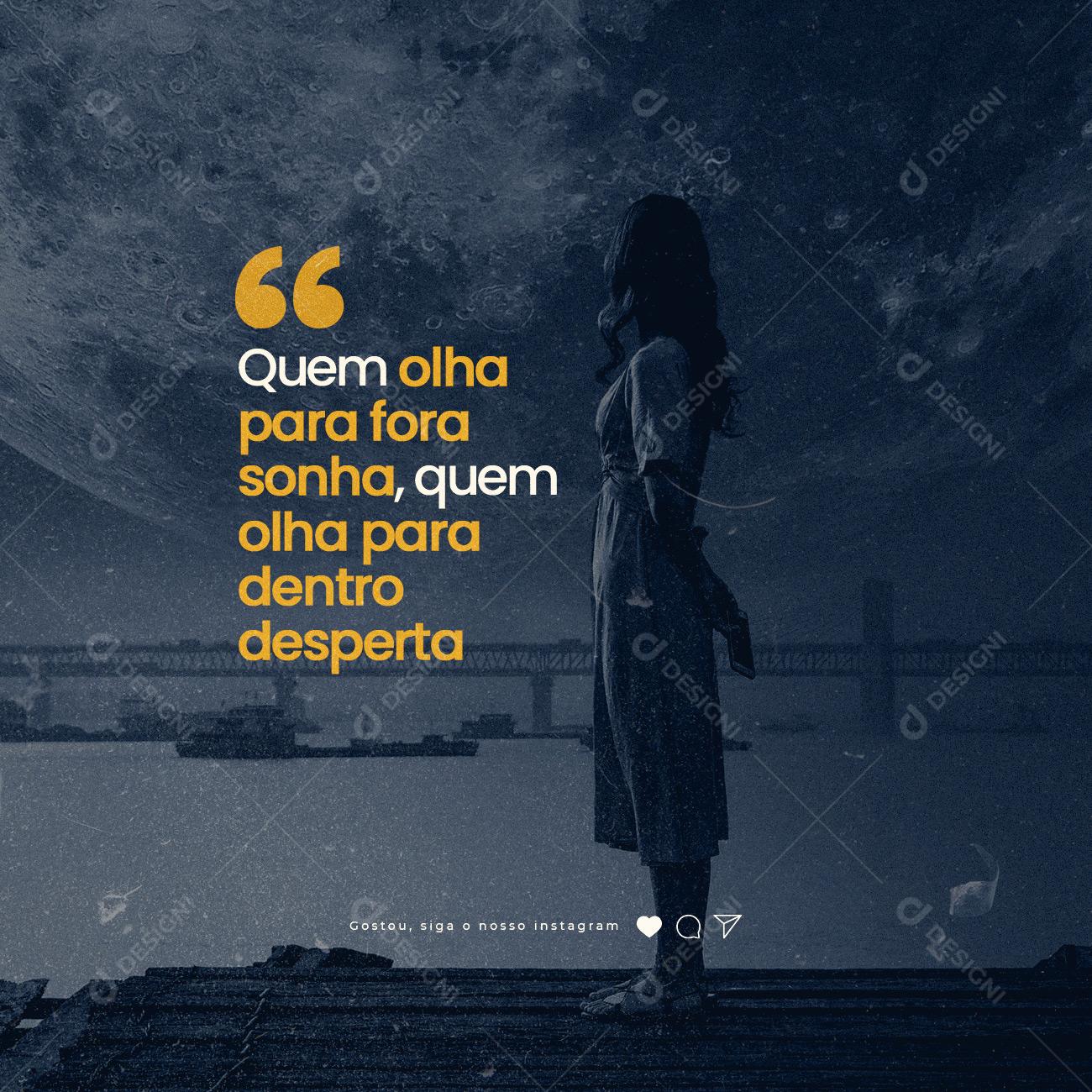 Social Media Quem olha para fora sonha Frase Motivacional PSD Editável