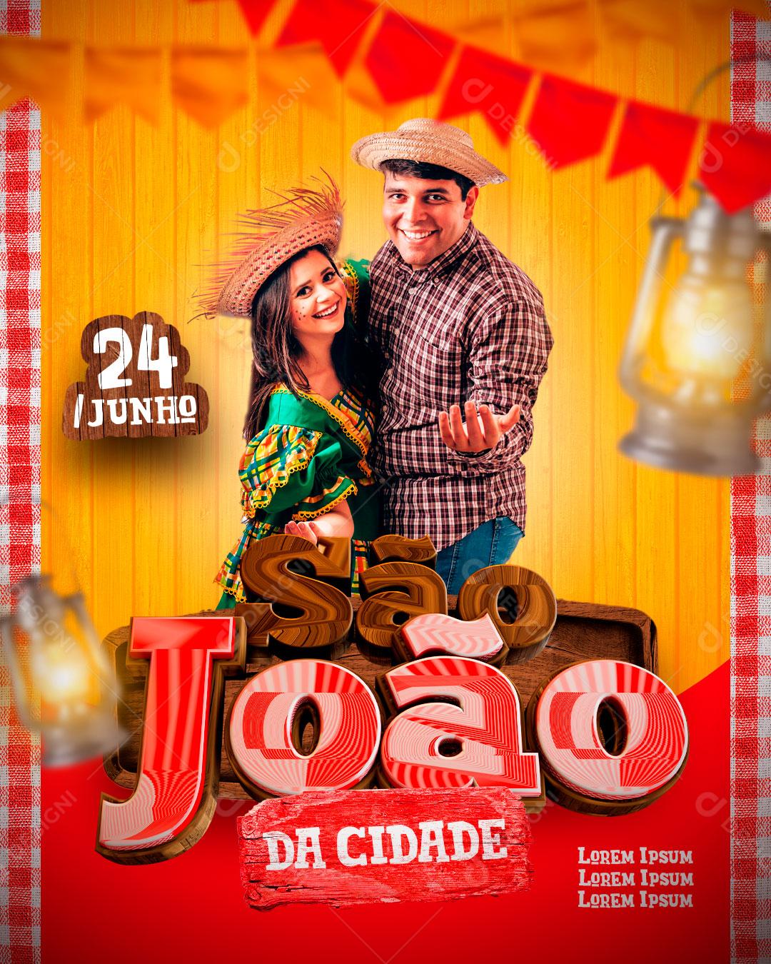 Flyer 14 De Junho São João Da Cidade Social Media PSD Editável