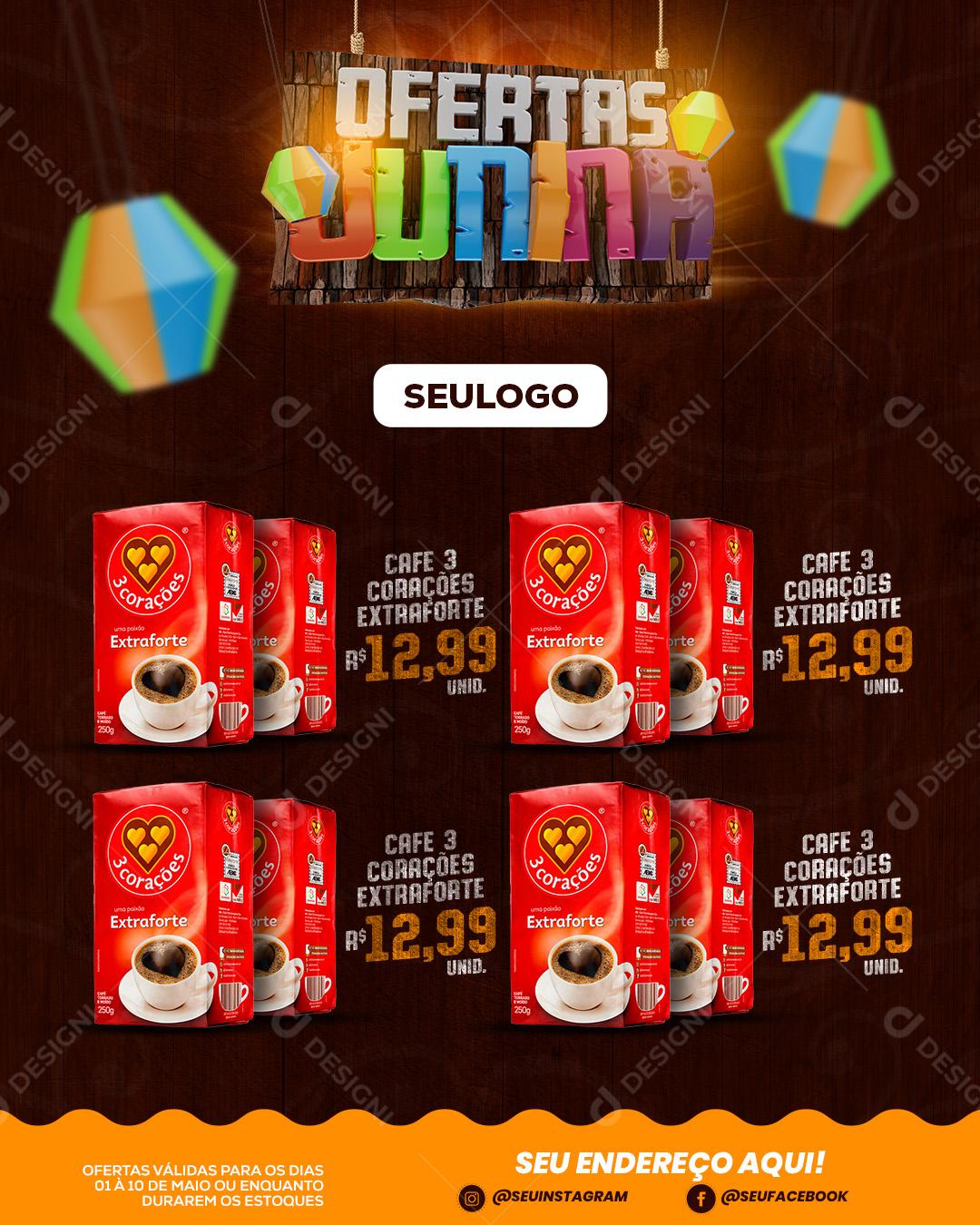 Encarte Ofertas Junina Promoção Em Produtos  Social Media PSD Editável