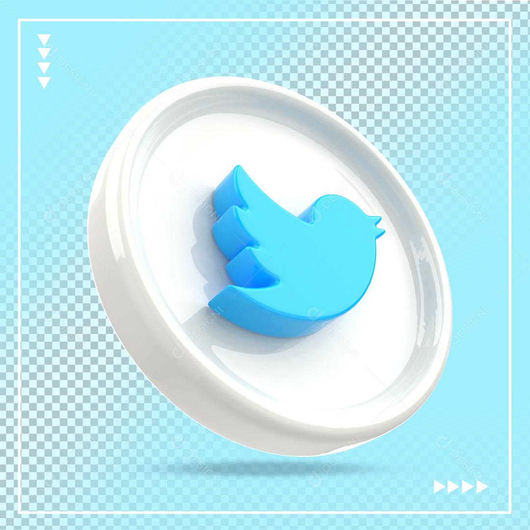 Ícone 3D Twitter Para Composição PSD