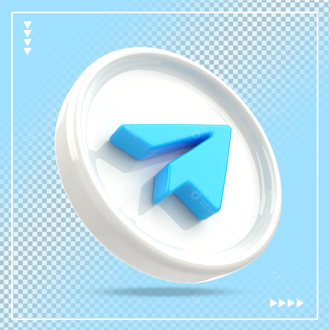 Ícone 3D Telegram Para Composição PSD