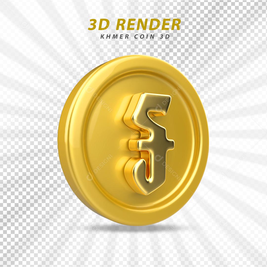 Elemento 3D Moeda Dourada PSD