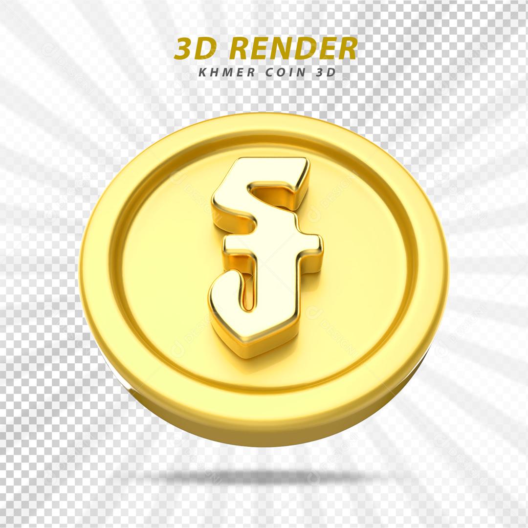 Moeda Dourada Elemento 3D para Composição PSD