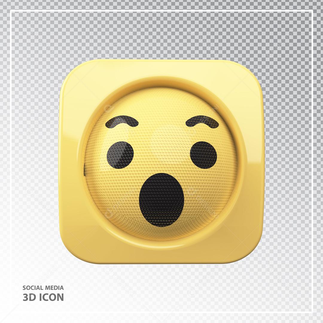 Emoji 3D Reação Surpreso Amarelo Elemento Para Composição PSD