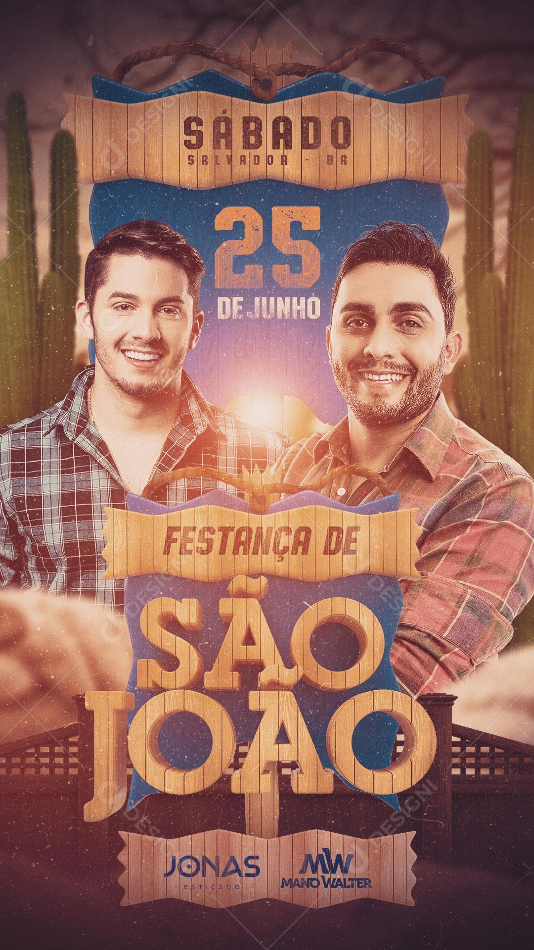 Flyer Agena Junina Mano Walter Social Media PSD Editável