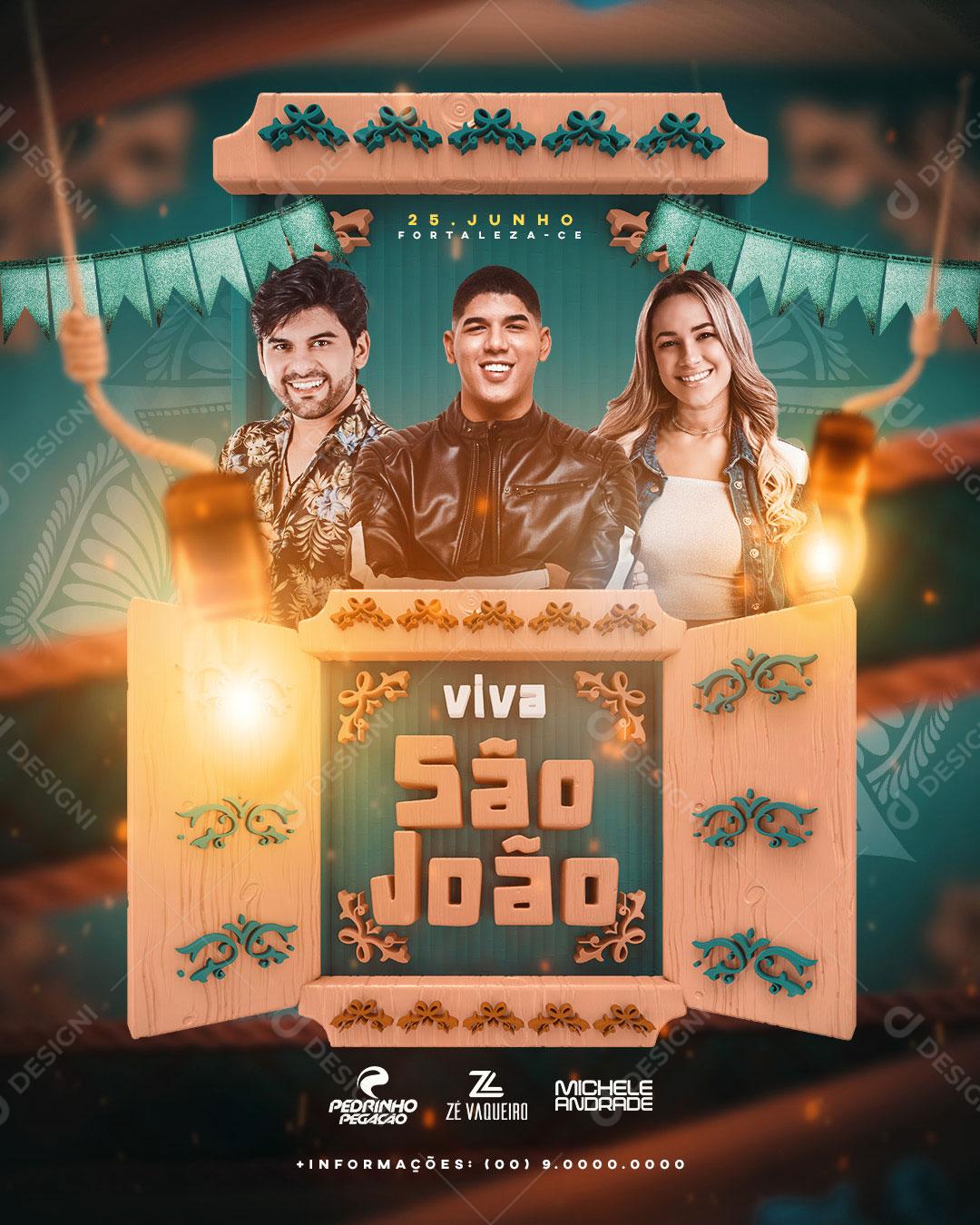 Flyer Agena Junina Mano Walter Social Media PSD Editável