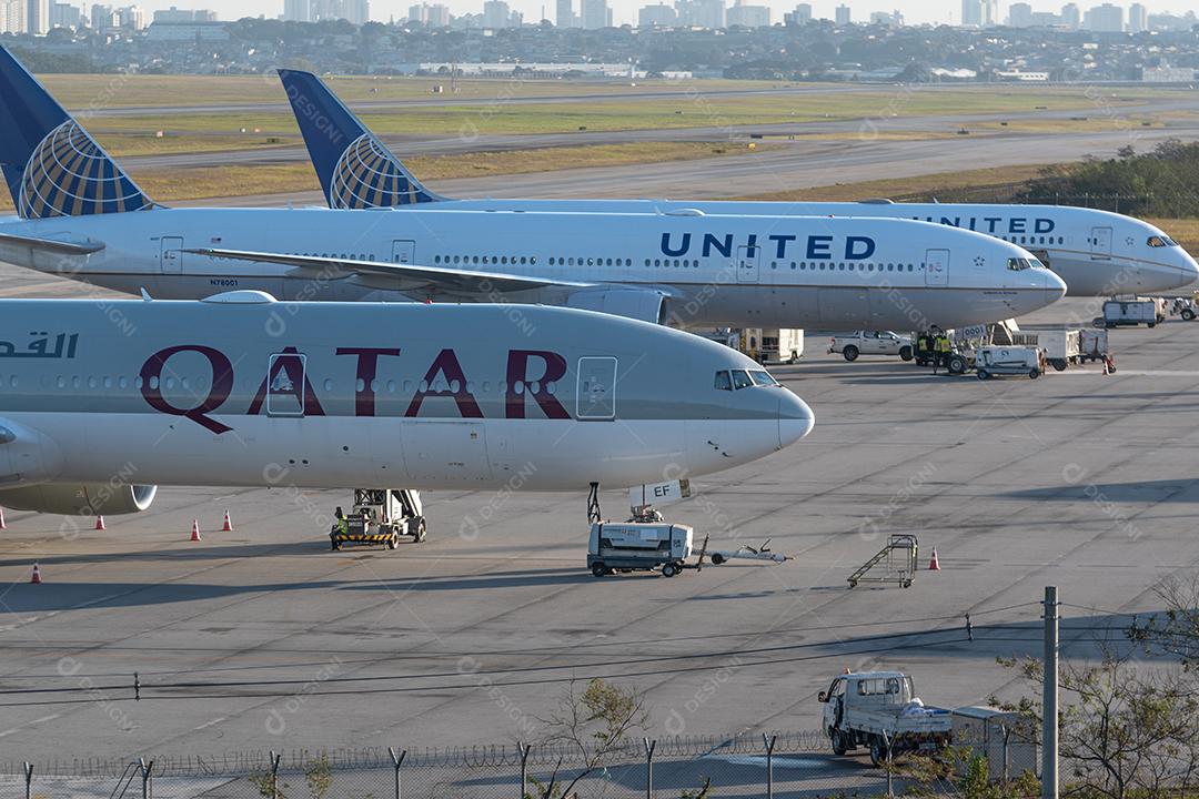 Qatar estacionado na manutenção do GRU AIRPORT, 30 de maio de 2022, São Paulo, Brasil.