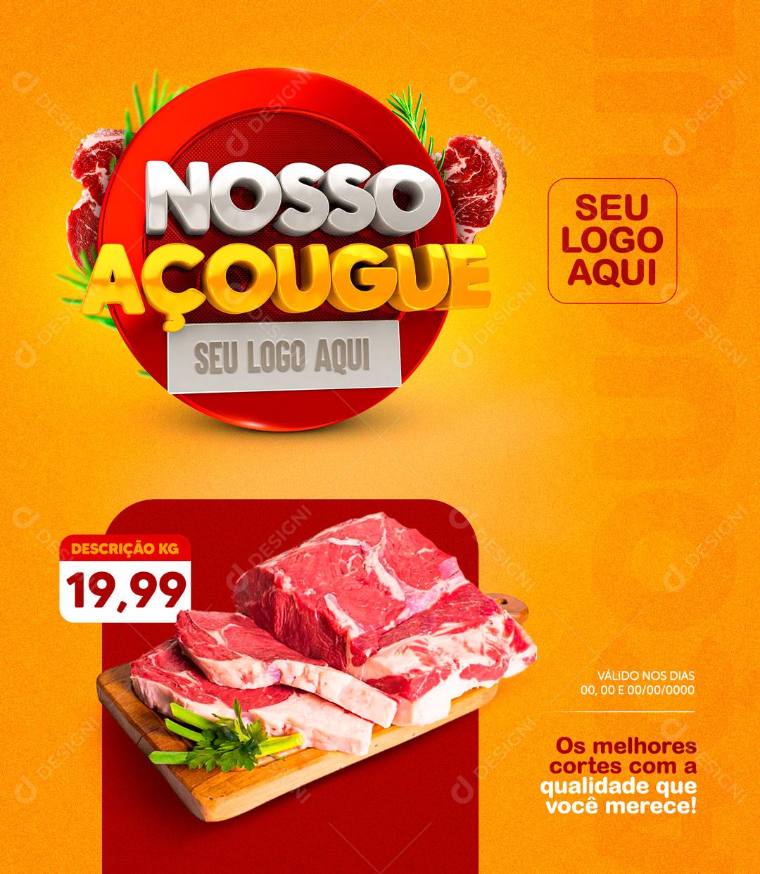 Nosso Açougue Promoção Em Carnes Social Media PSD Editável
