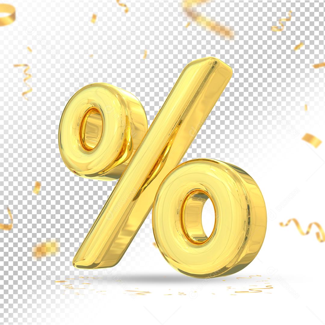 Porcentagem Dourado 3D Para Composição PSD