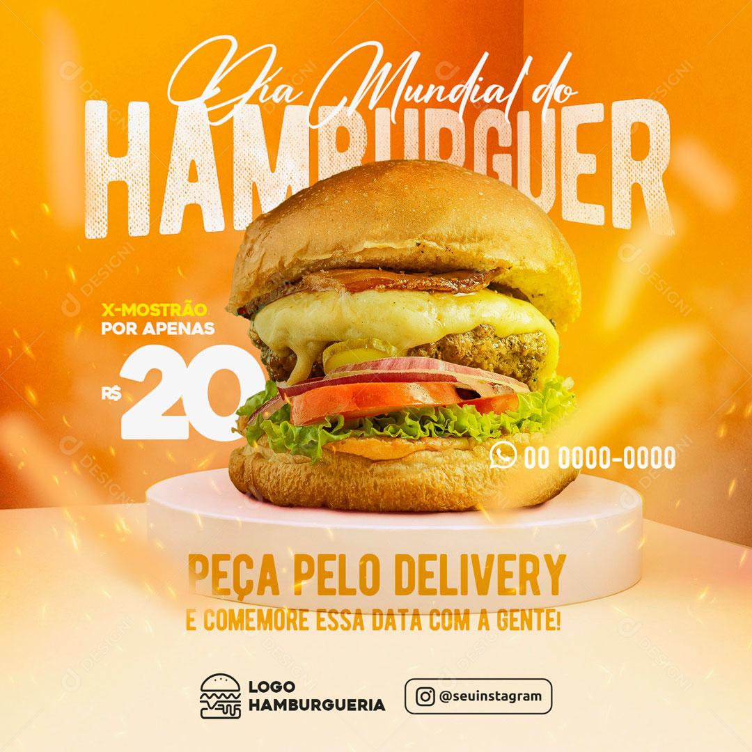 Dia Mundial Do Hamburguer 28 De Maio Peça Pelo Delivery Social Media PSD Editável