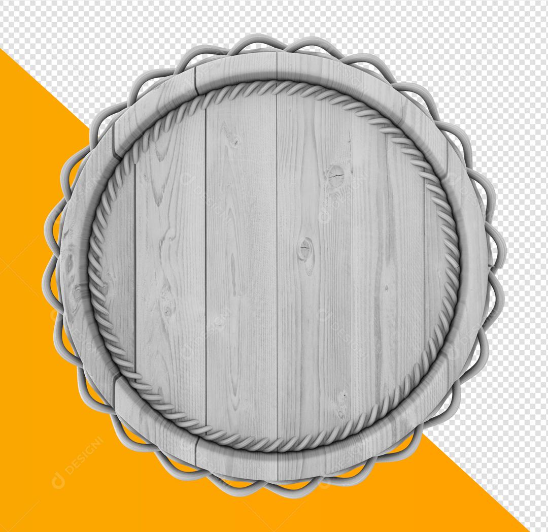 Círculo 3D de Madeira Cinza Elemento Para Composição PSD