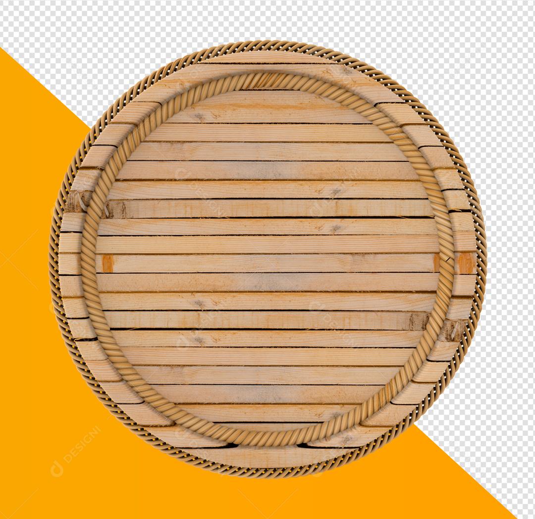 Elemento 3D Círculo de Madeira para Composição PSD