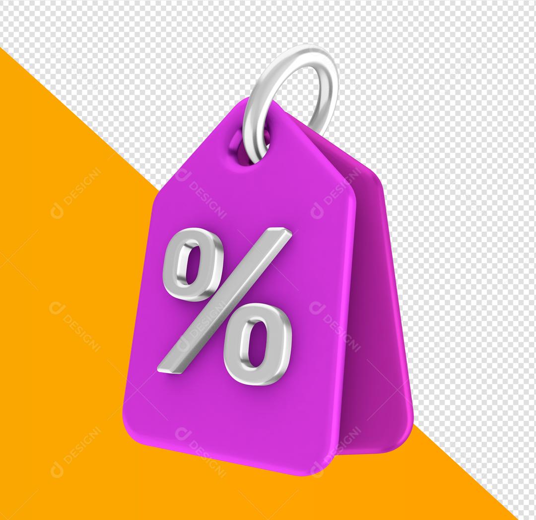 Etiquetas de Vendas Porcentagem de Desconto Roxo Elemento 3D PSD