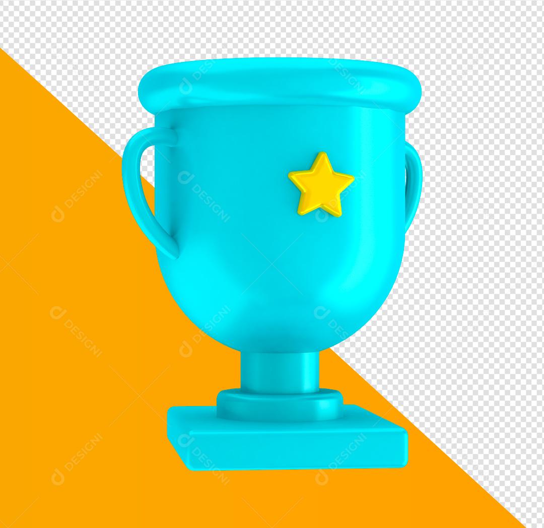 Troféu de Campeão da Copa dos Vencedores Azul Elemento 3D PSd