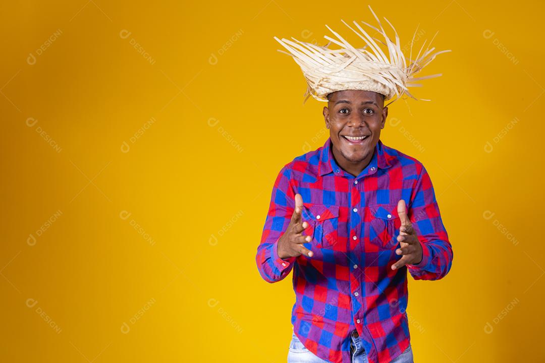 Afro Brazilian man wearing typical clothes for the Festa Junina