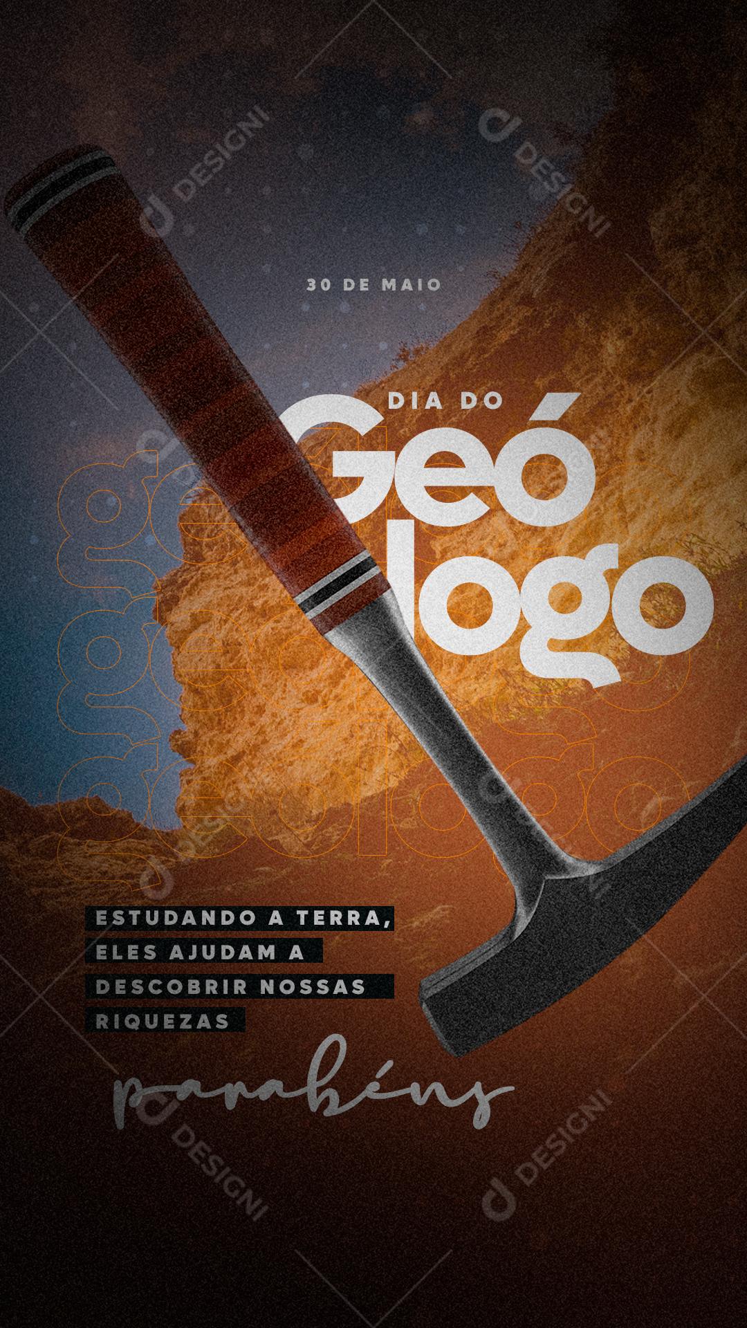 Story Estudando a Terra eles ajudam a Descobrir Dia do Geólogo Social Media PSD Editável