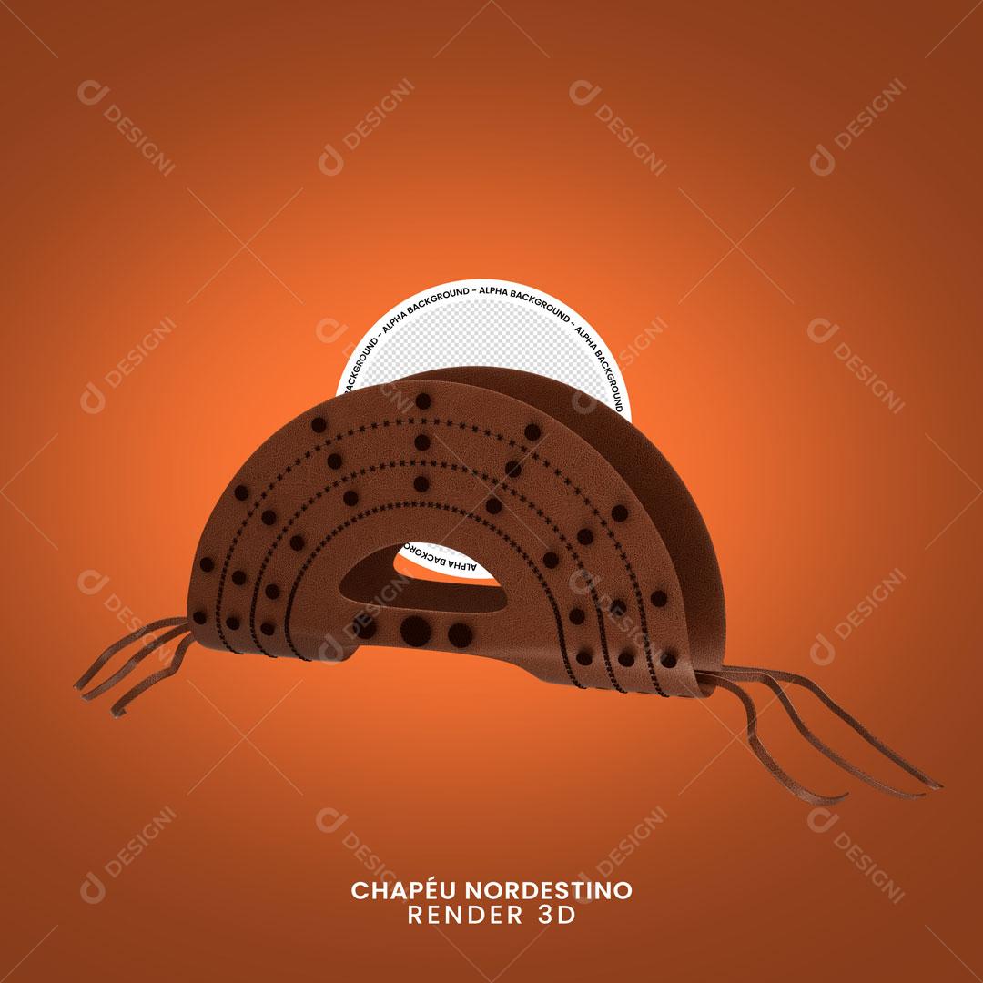 Elemento 3D Chapéu Nordestino De Couro Arraiá PNG Transparente