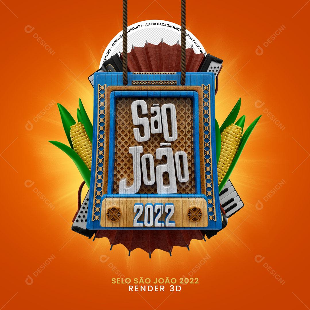 Selo 3D São João 2022 Com Elementos PNG Transparente