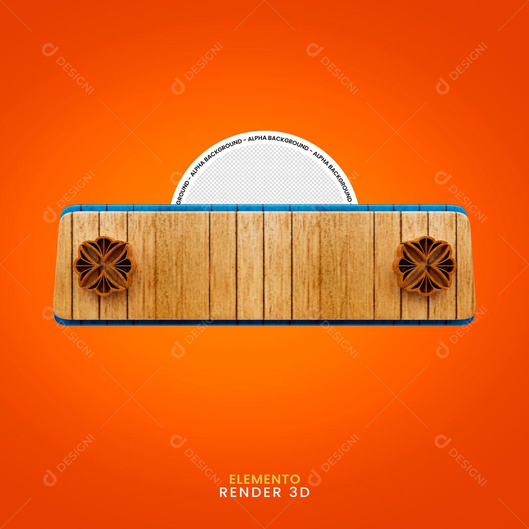 Elemento 3D Tabua De Madeira Com Botões Em Formas E Bordas Azuis PNG Transparente