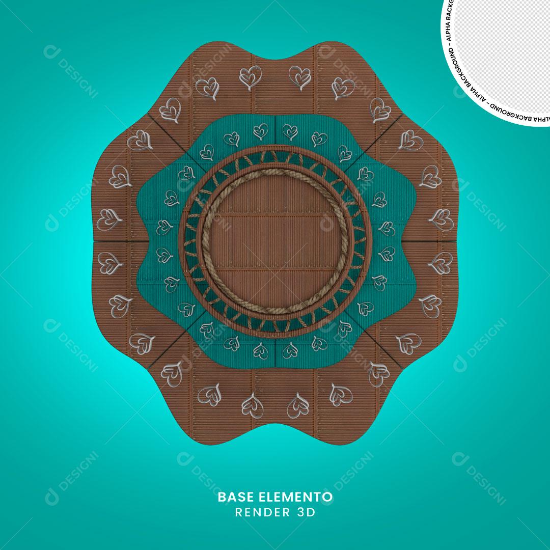 Elemento 3D De Madeira Verde Com Forma De Circulo Ao Centro Para Composição PNG Transparente