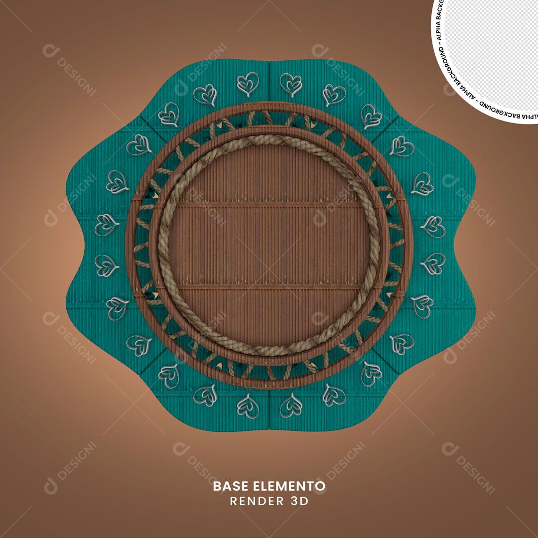 Elemento 3D De Madeira Verde Com Forma De Circulo Ao Centro Para Composição PNG Transparente