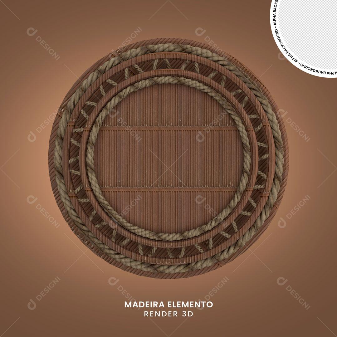 Elemento 3D De Madeira Com Forma De Circulo Ao Centro Para Composição PNG Transparente