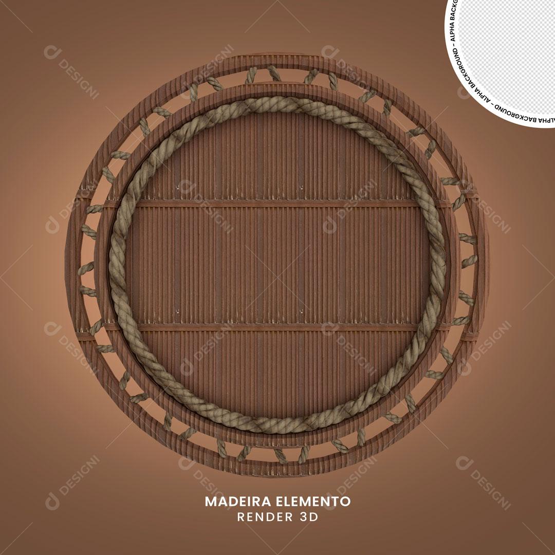 Elemento 3D De Madeira Com Forma De Circulo Ao Centro Para Composição PNG Transparente
