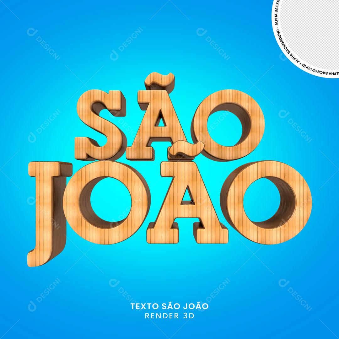Texto 3D De Madeira São João Arraiá Festa Junina PNG Transparente