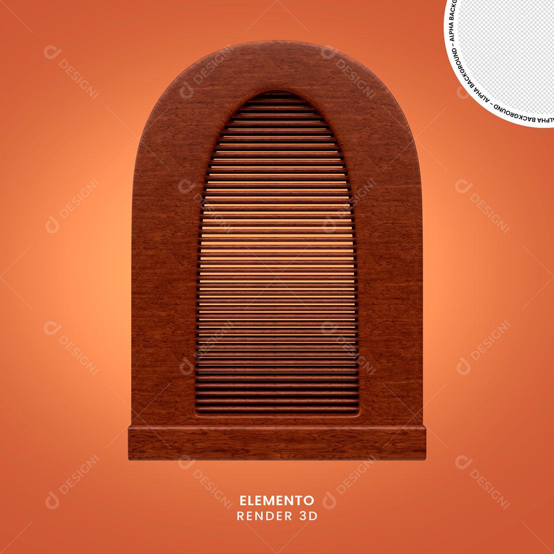 Elemento 3D Janela De Madeira Com Forma Arredondada PNG Transparente