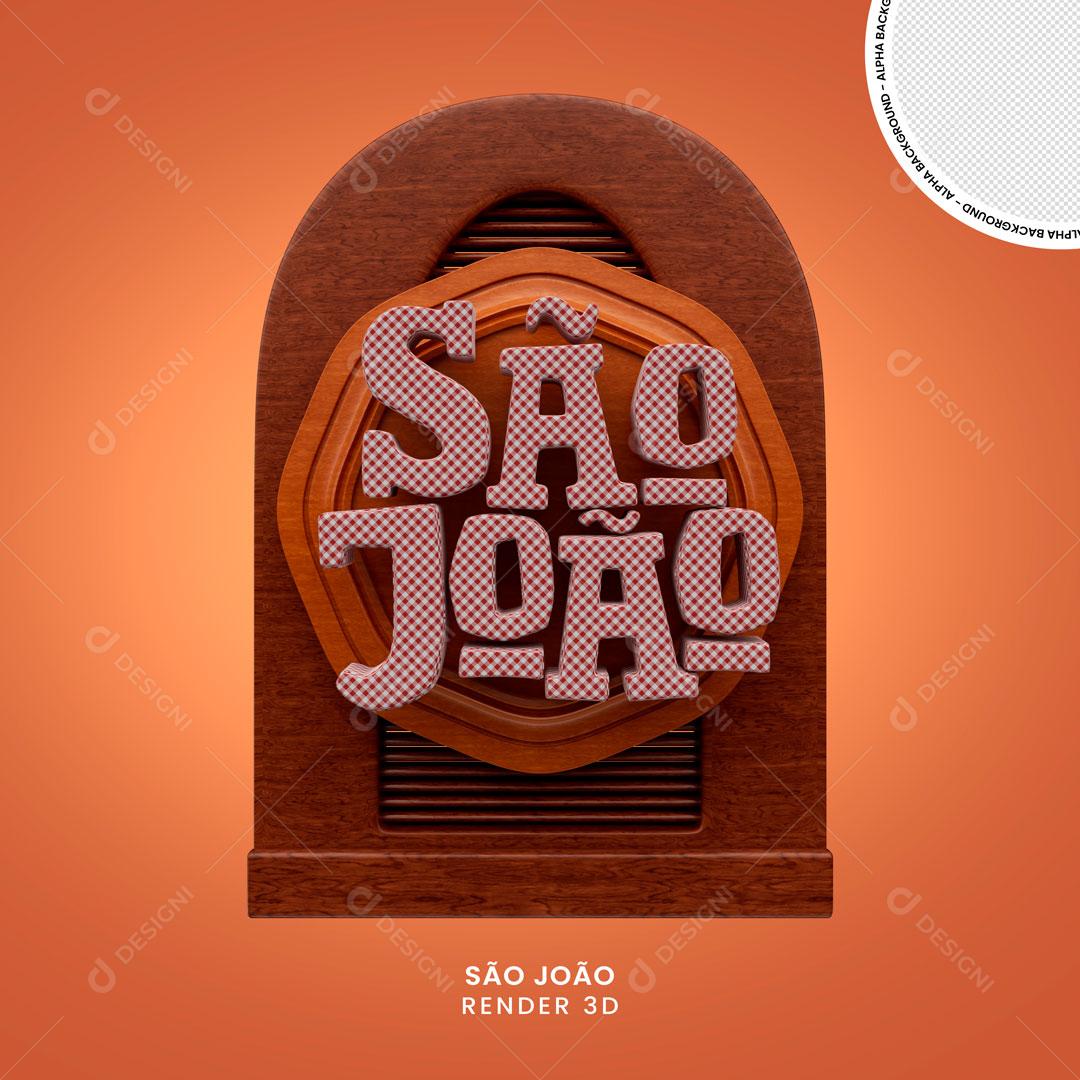 Selo 3D São João Em Janela De Madeira PNG Transparente