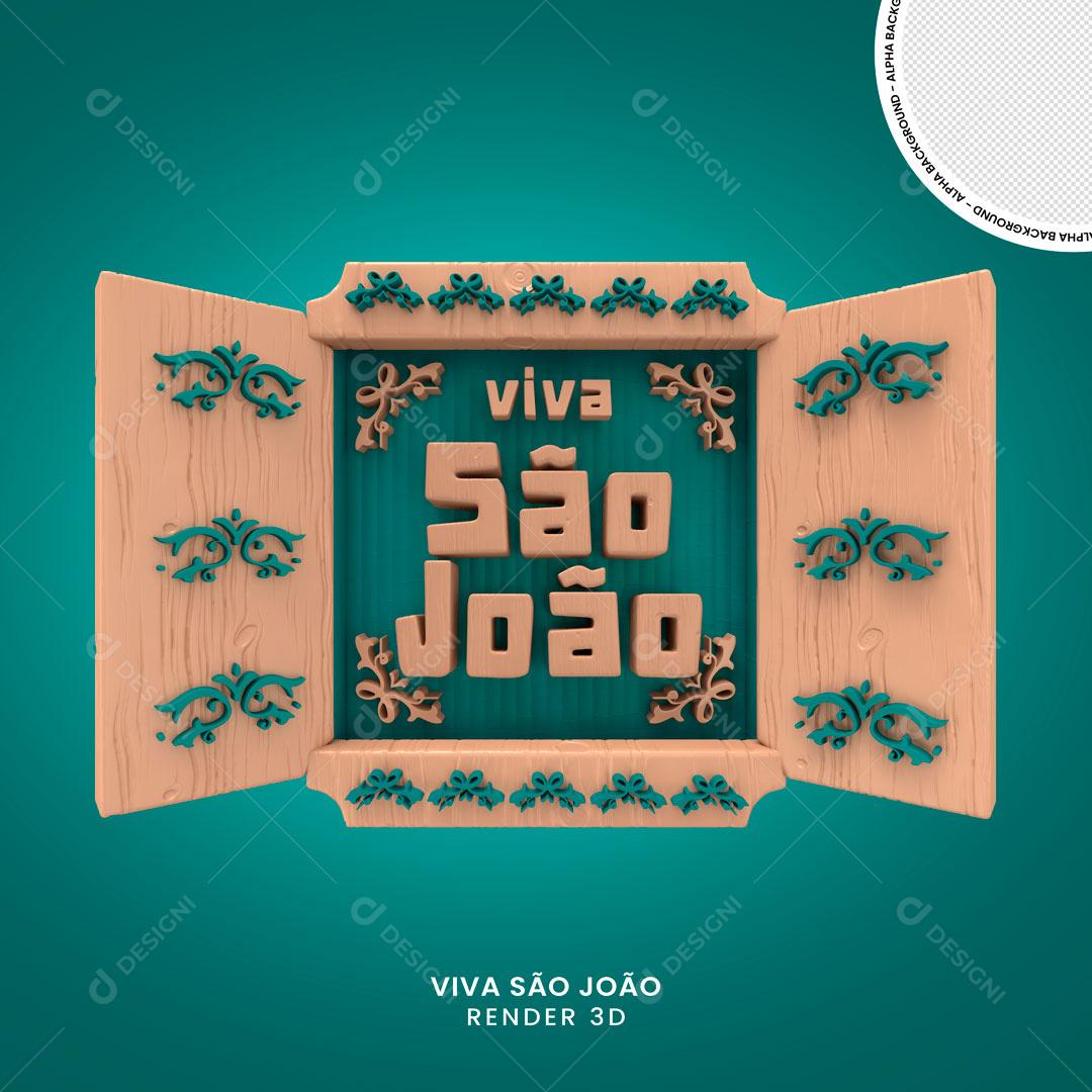 Selo 3D São João Em Janela De Madeira PNG Transparente