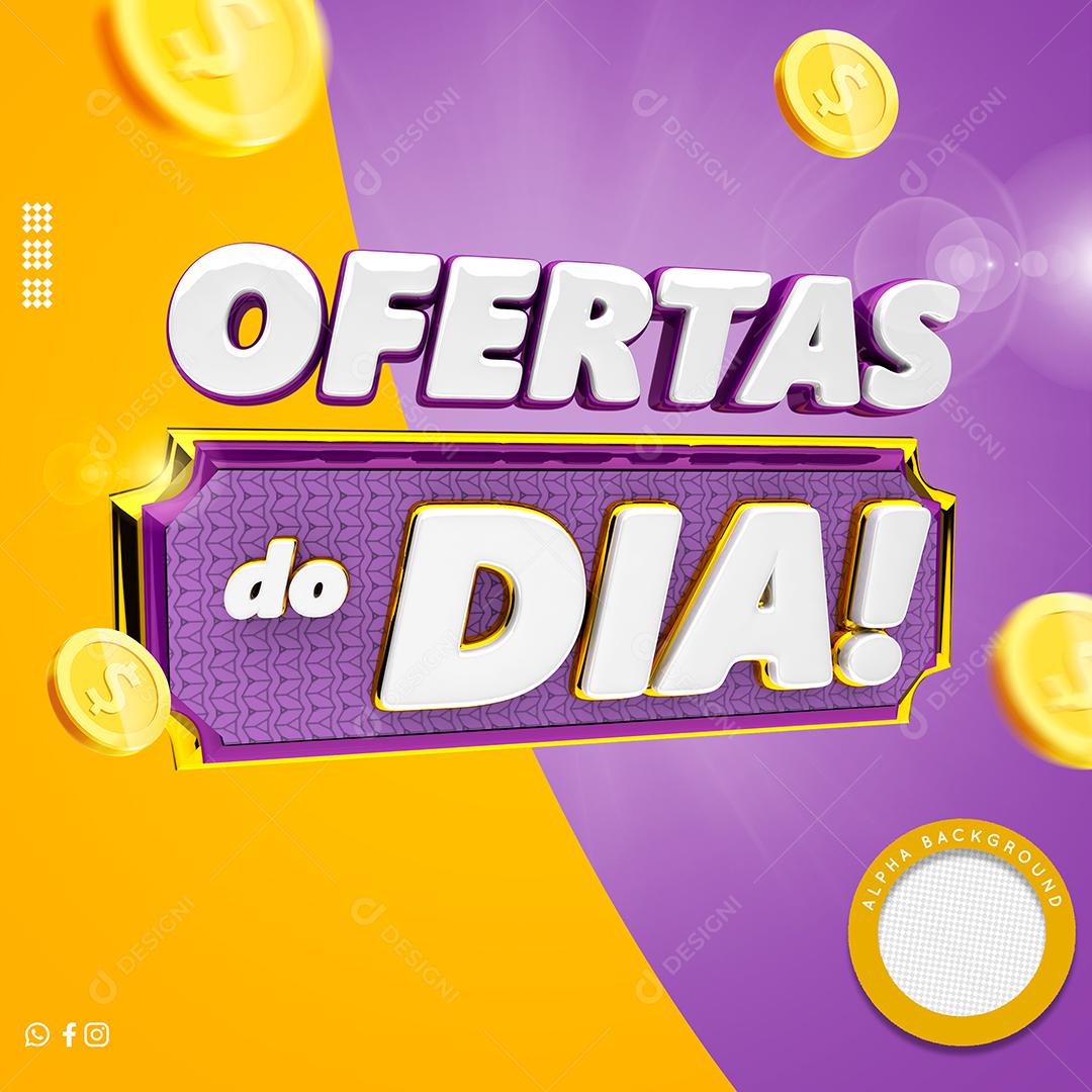 Selo 3D Oferta do Dia Roxo Para Composição PSD