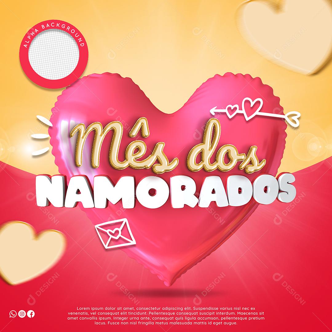 Mês Dos Namorados Selo 3D para Composição PSD