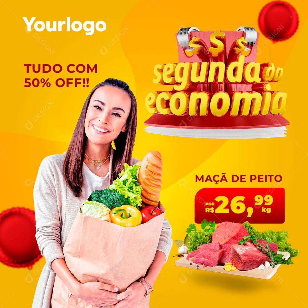 Segunda Da Economia Promoção Em Carnes Social Media PSD Editável