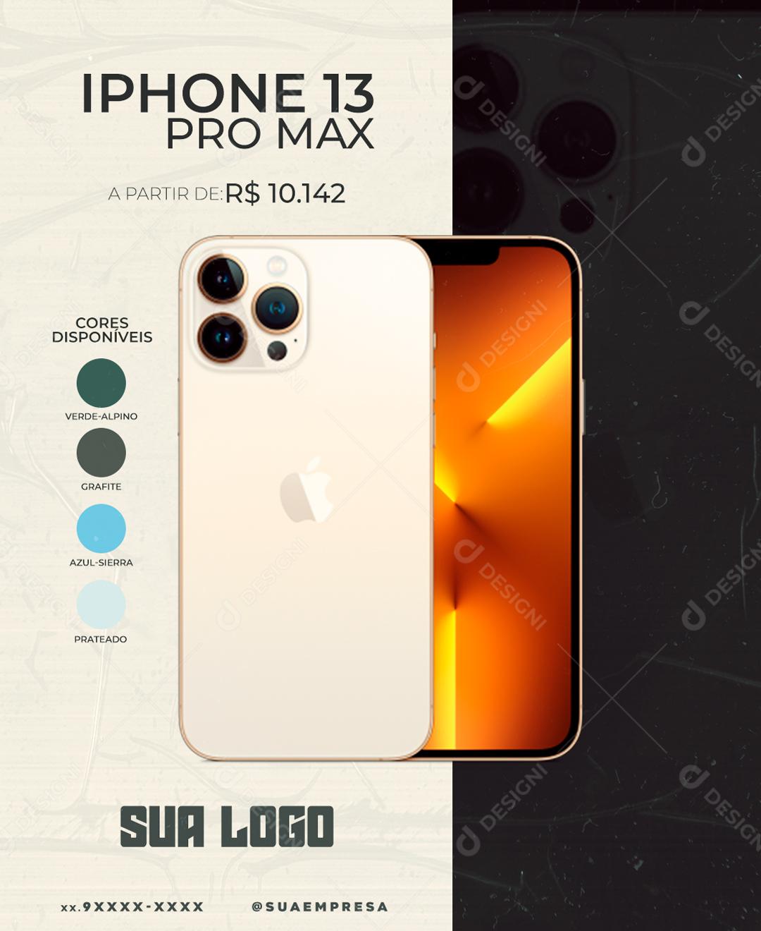 Social Media Loja Eletrônicos Celulares Iphone 13 Pro Max PSD Editável