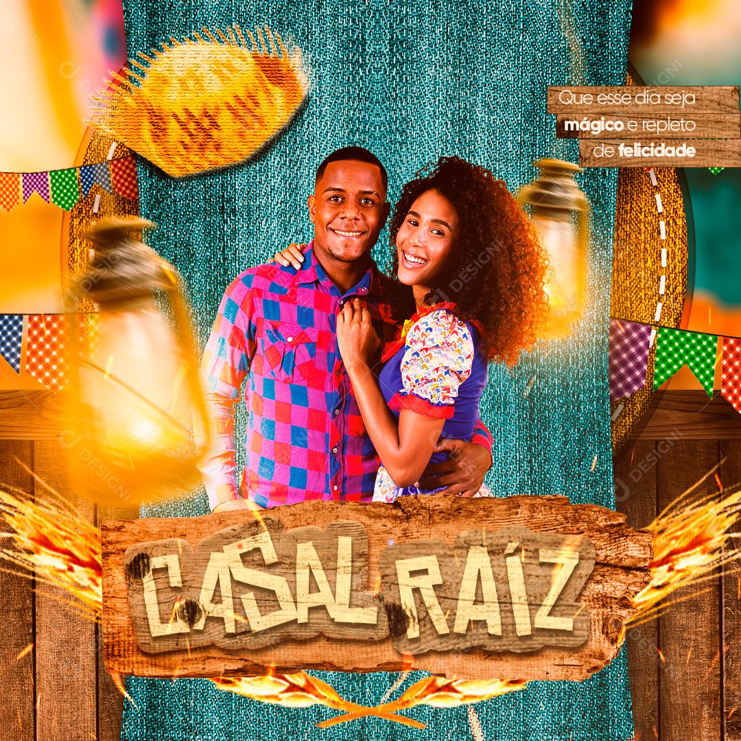 Feliz Dia Dos Namorados 12 de Junho Casal Raíz Social Media PSD Editável