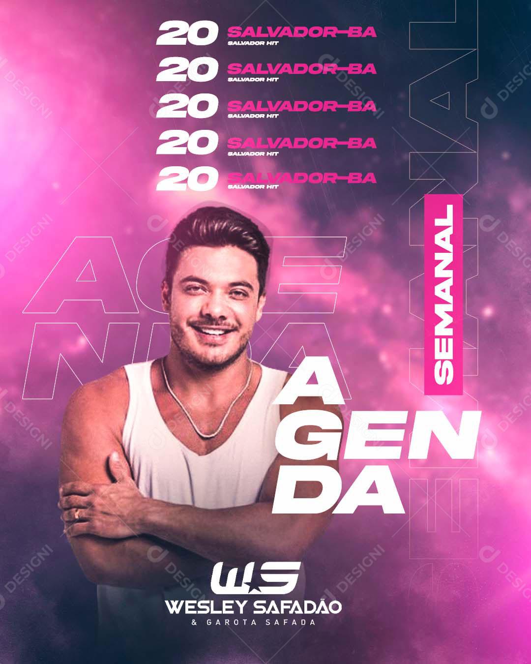 Flyer Agenda Semanal Wesley Safadão Social Media PSD Editável
