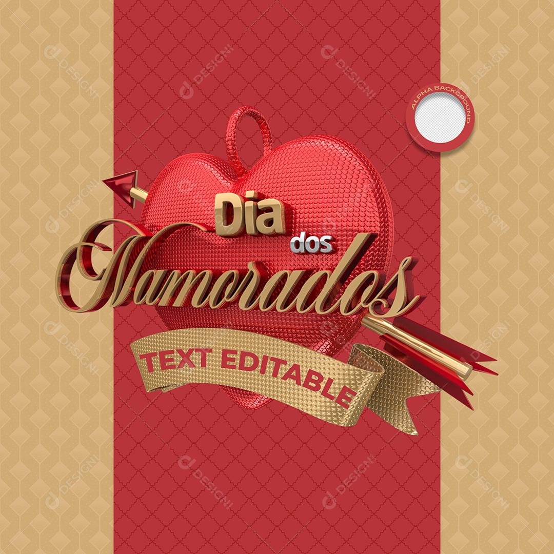 Dia Dos Namorados Dourado Selo 3D PSD