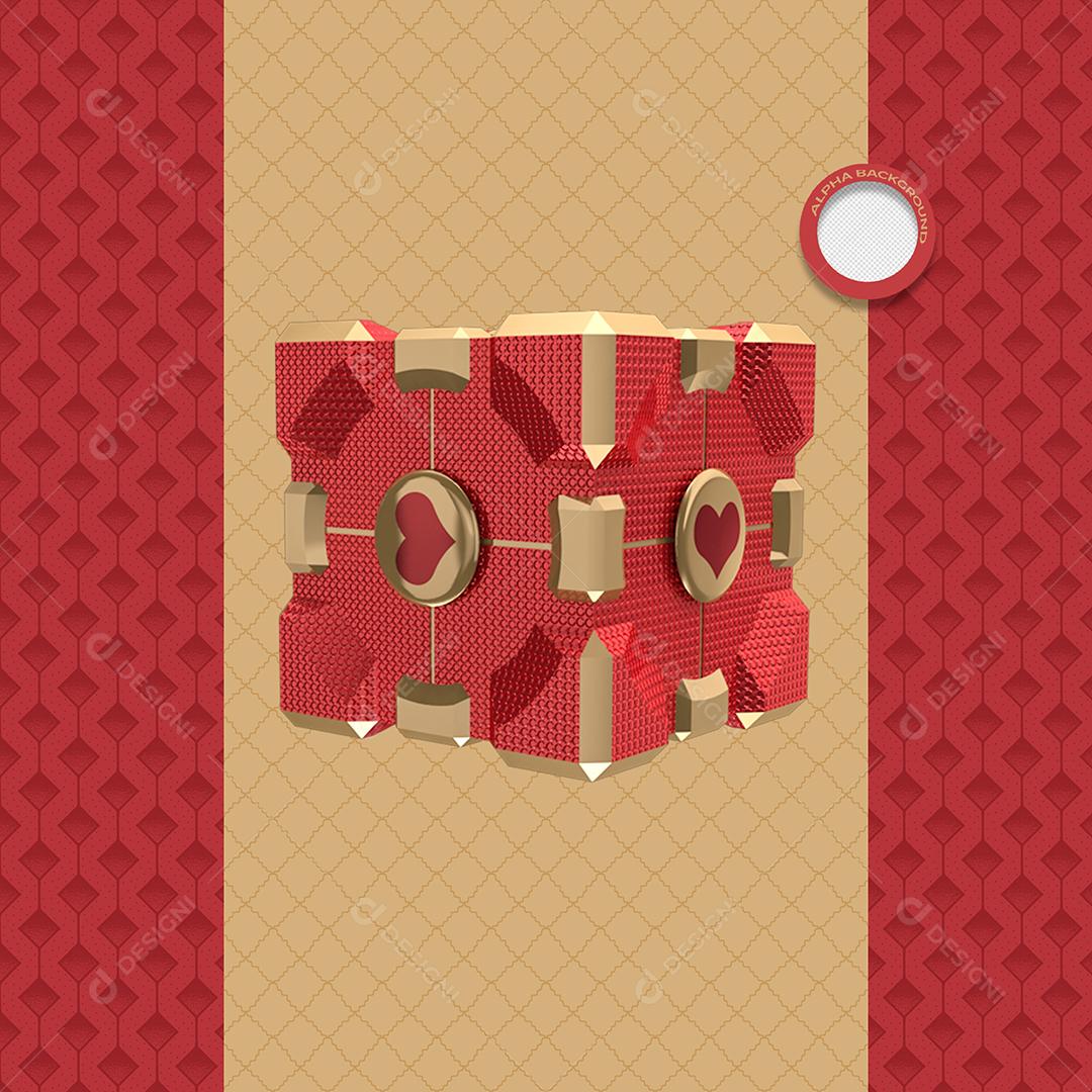 Caixa de Presente Vermelha 3D Elemento Para Composição PSD