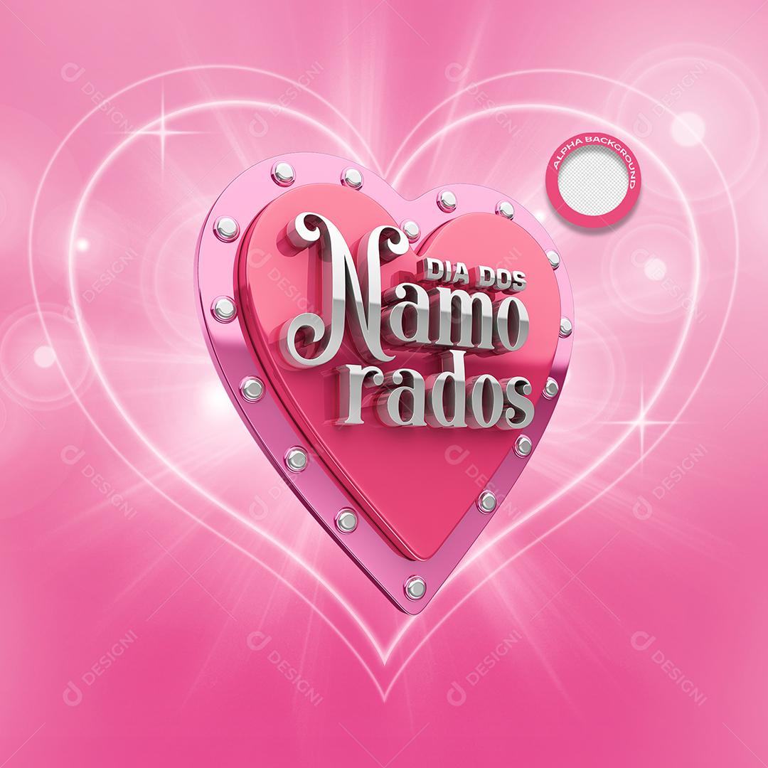 Dia Dos Namorados Selo 3D para Composição PSD