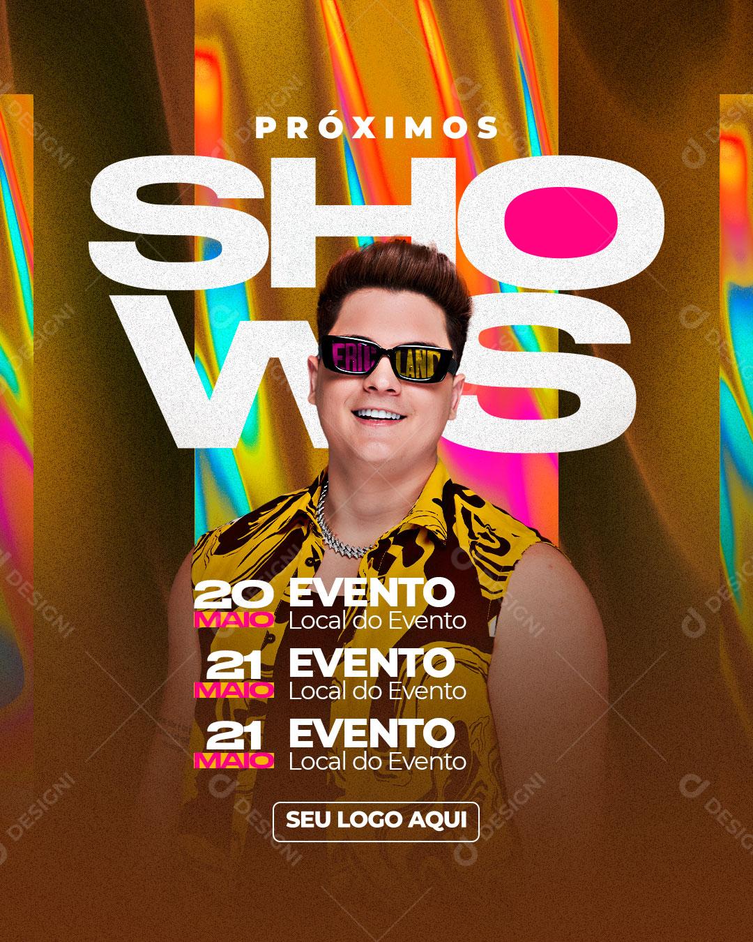 Flyer Próximos Shows Agenda Semanal Social Media PSD Editável