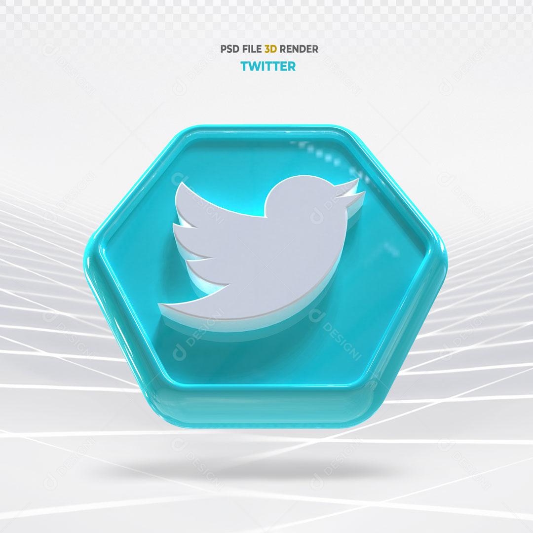 Ícones Twitter 3D Para Composição PSD