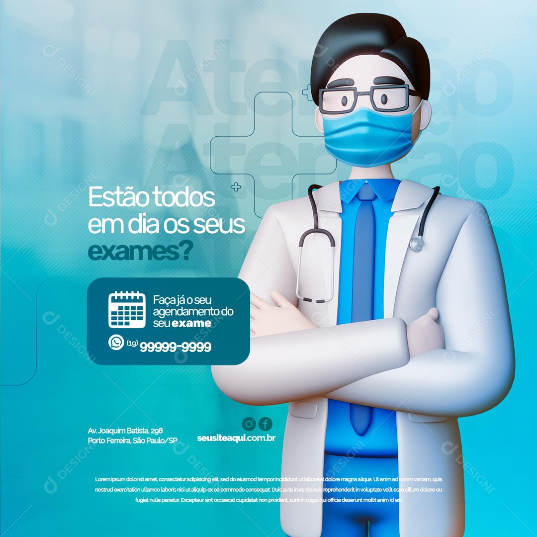 Social Media Estão todos em dia os seus Exames Clínica PSD Editável