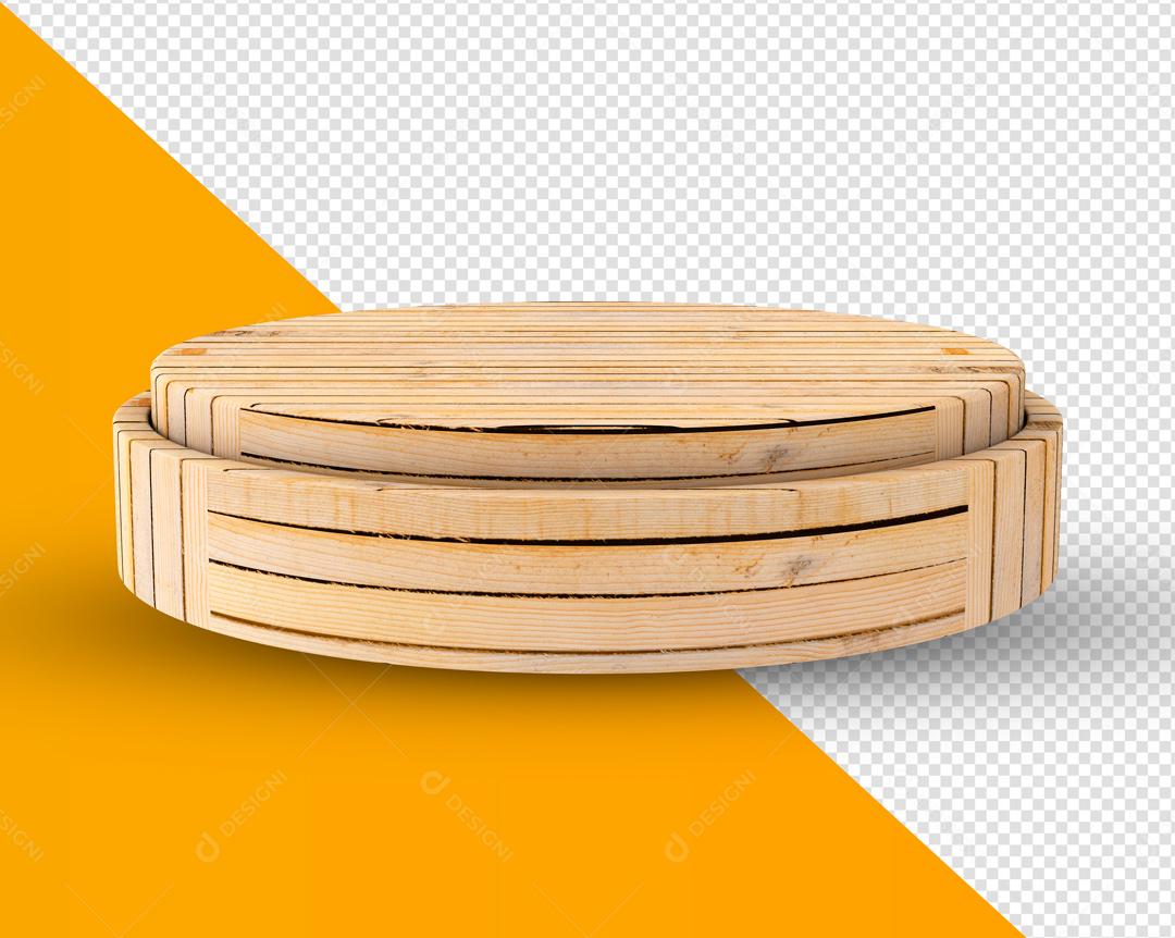Podium de Madeira Elemento 3D para Composição PSD