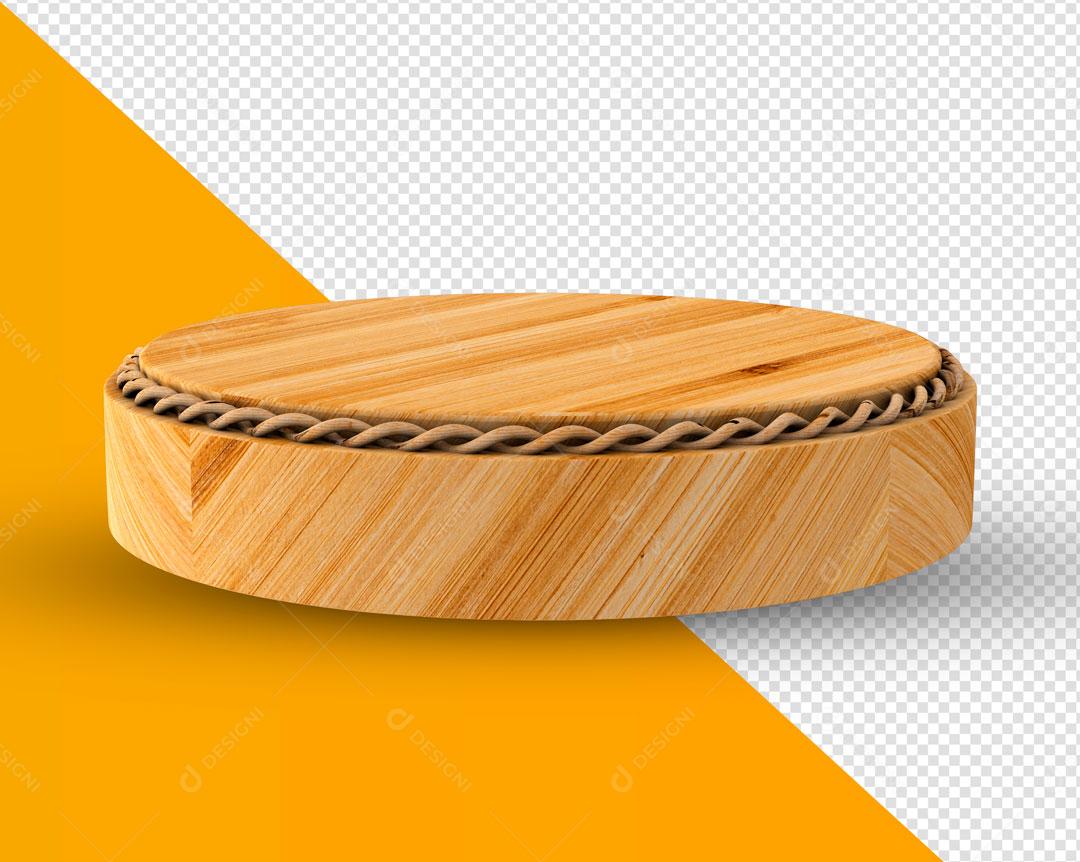 Podium de Madeira Elemento 3D para Composição PSD