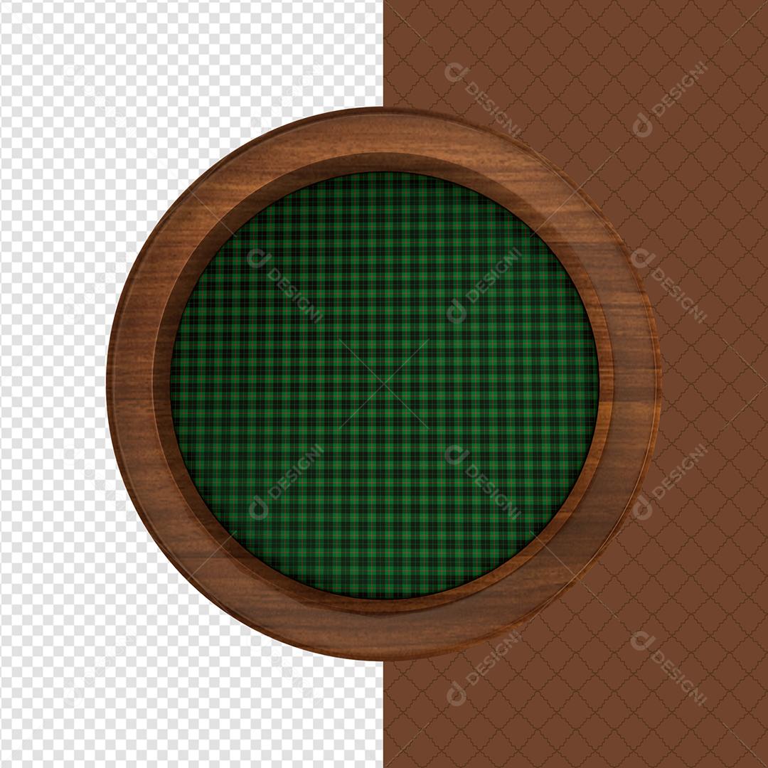 Círculo 3D de Madeira com Textura Xadrez Verde de São João Elemento PSD