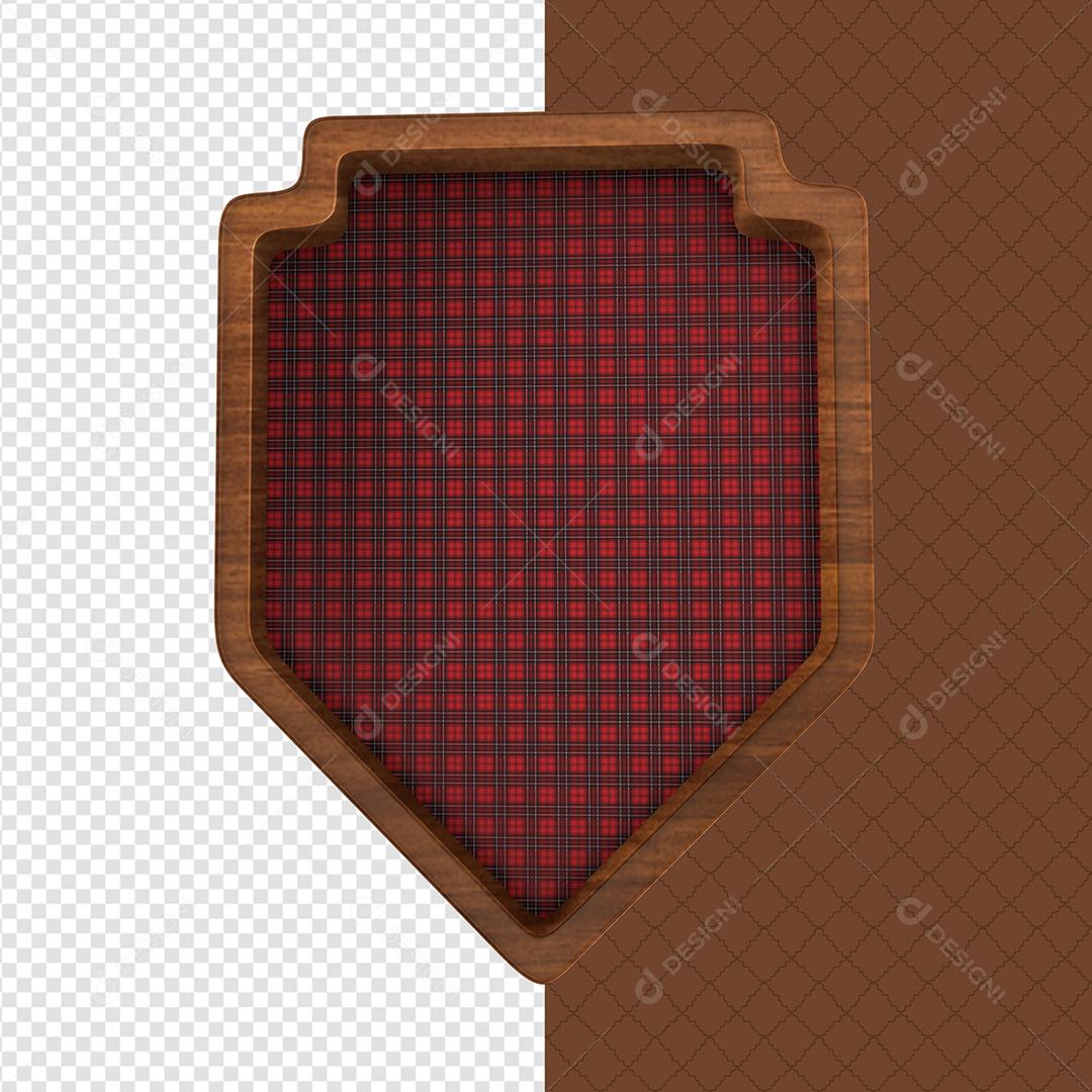 São João Wood with Red Checkered Texture 3D Element PSD
